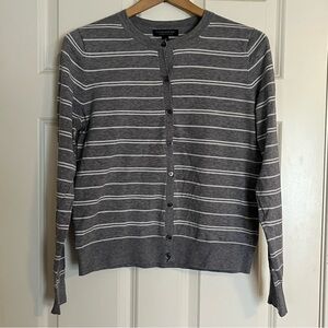 Banana Republic Gray and White Striped Women's Sweater